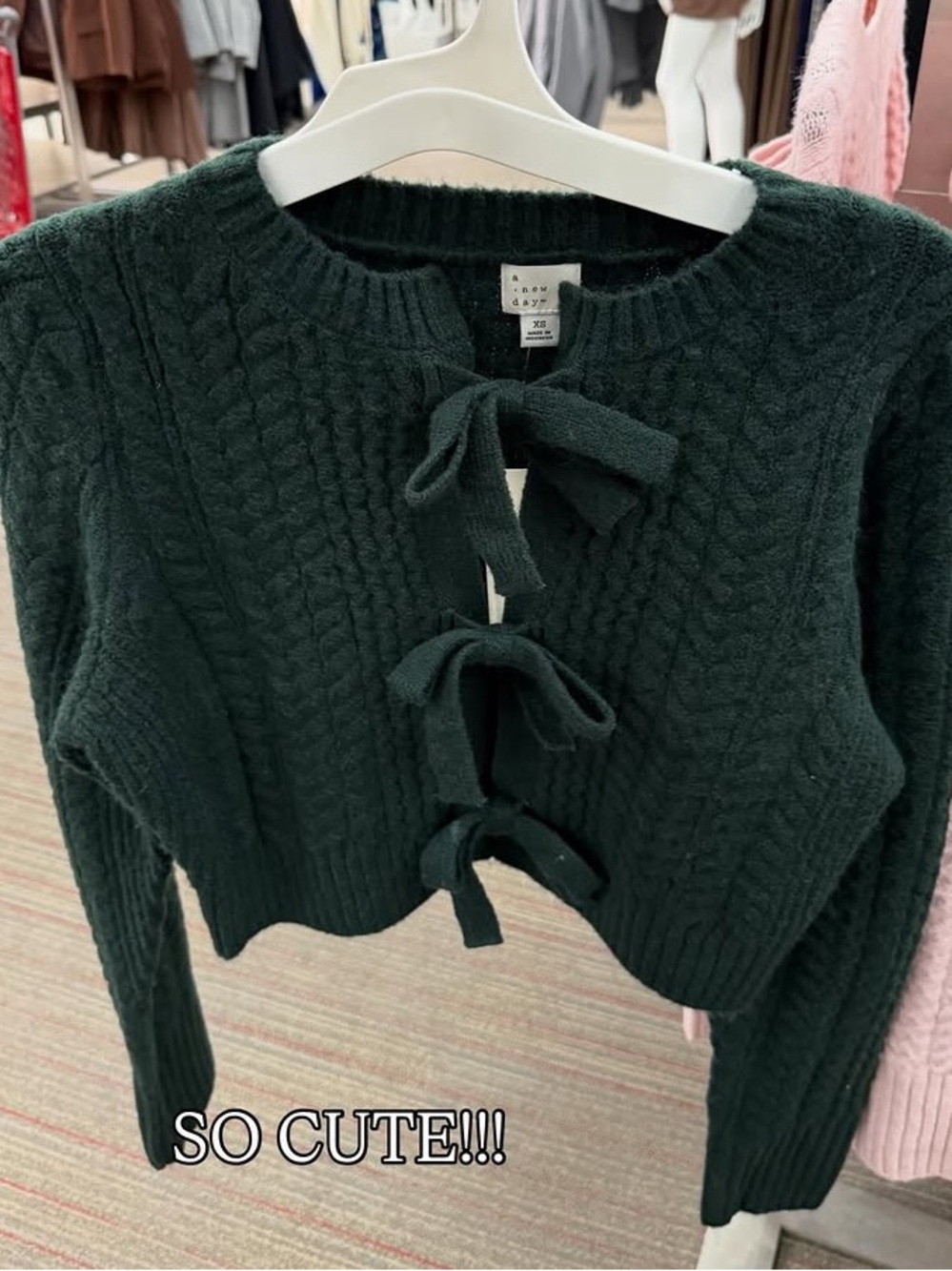 Women’s - A New Day Bow Cardigan in Dark Forest Green. Size XL. NWT. - Picture 3 of 9